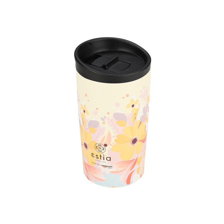 Estia Ποτήρι Θερμός  Save The Aegean 350ml Εκρού Με Λουλούδια Spring Sonata Travel Mug