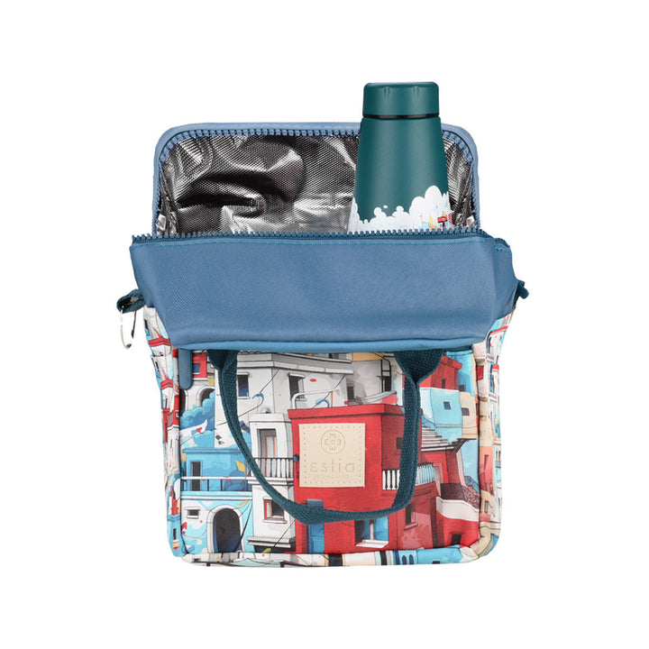 Τσάντα Φαγητού Ισοθερμική 7lt Estia Save The Aegean Πετρόλ Με Σπίτια Urban Mythos