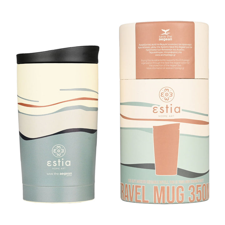 Estia Ποτήρι Θερμός  Save The Aegean 350ml Εκρού-Μέντα Ecozen Horizon Travel Mug