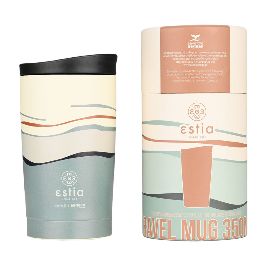 Estia Ποτήρι Θερμός  Save The Aegean 350ml Εκρού-Μέντα Ecozen Horizon Travel Mug