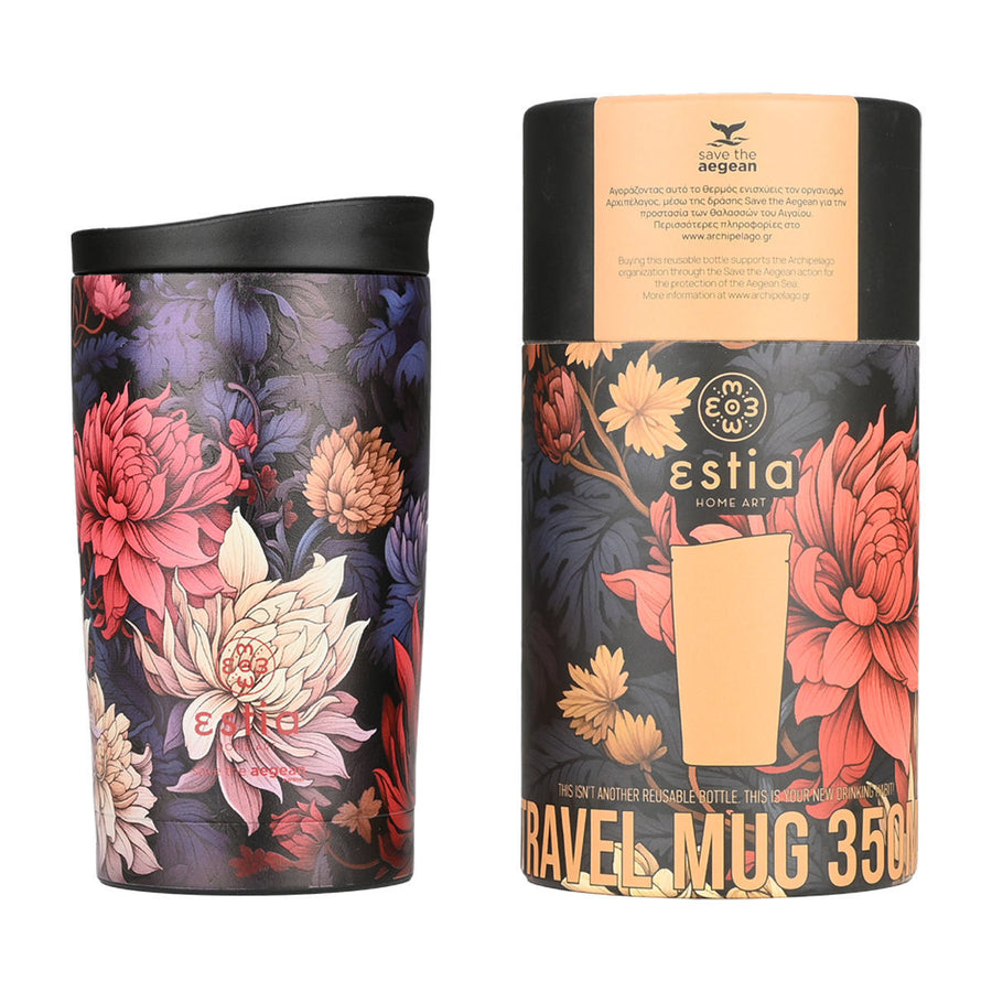 Estia Ποτήρι Θερμός Save The Aegean 350ml Φλοράλ Midnight Blossom