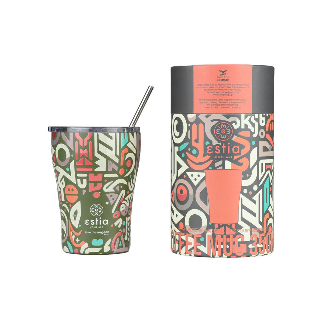 Estia Ποτήρι Θερμός  Save The Aegean 350ml Πολύχρωμα Σχέδια Geovivid Coffee Mug