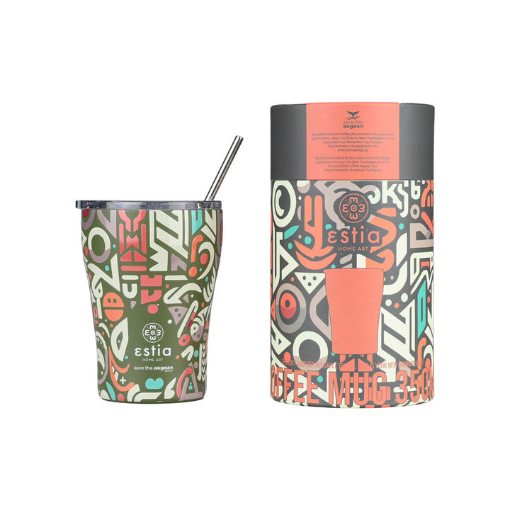 Estia Ποτήρι Θερμός  Save The Aegean 350ml Πολύχρωμα Σχέδια Geovivid Coffee Mug