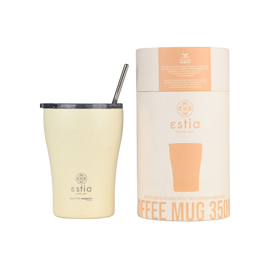 Estia Ποτήρι Θερμός Save The Aegean 350ml Εκρού Lilly White Coffee Mug