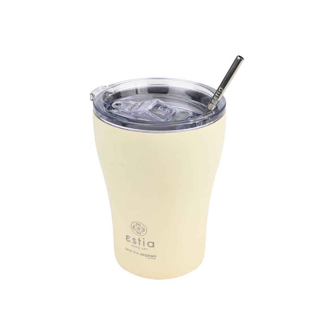 Estia Ποτήρι Θερμός Save The Aegean 350ml Εκρού Lilly White Coffee Mug