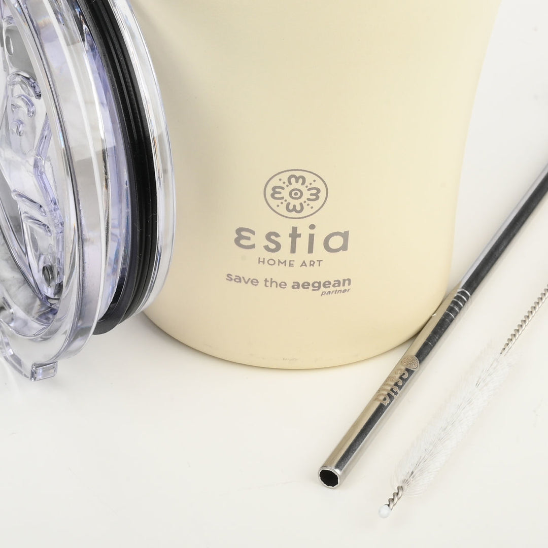 Estia Ποτήρι Θερμός Save The Aegean 350ml Εκρού Lilly White Coffee Mug