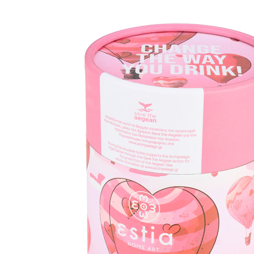 Estia Ποτήρι Θερμός Save The Aegean 350ml Ροζ Με Αερόστατο Love Ascend