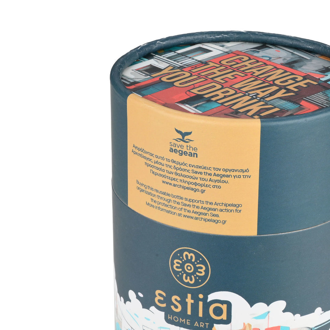 Estia Ποτήρι Θερμός  Save The Aegean 350ml Πετρόλ Με Σπίτια Urban Mythos Coffee Mug