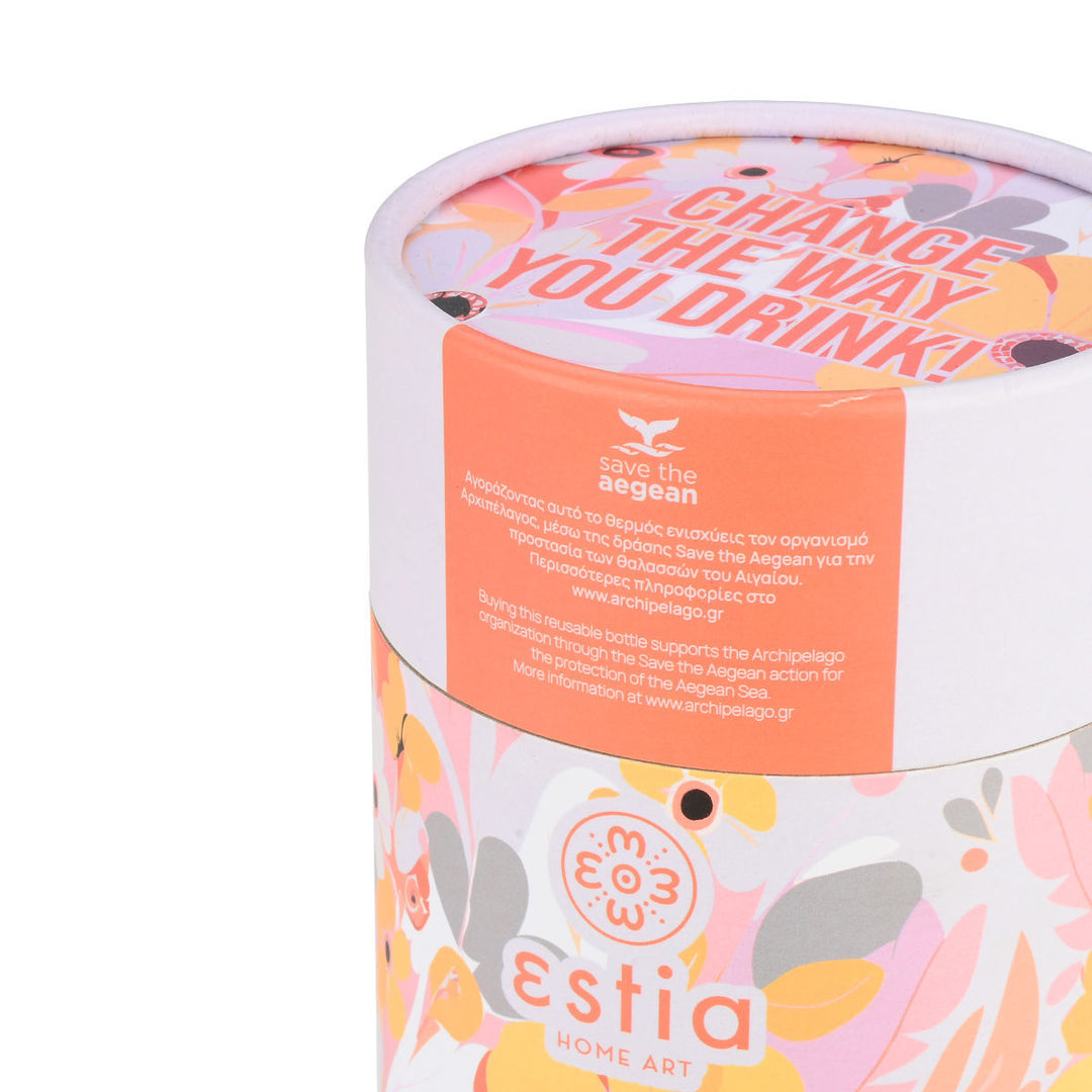 Estia Ποτήρι Θερμός  Save The Aegean 350ml Εκρού Με Λουλούδια Spring Sonata Coffee Mug