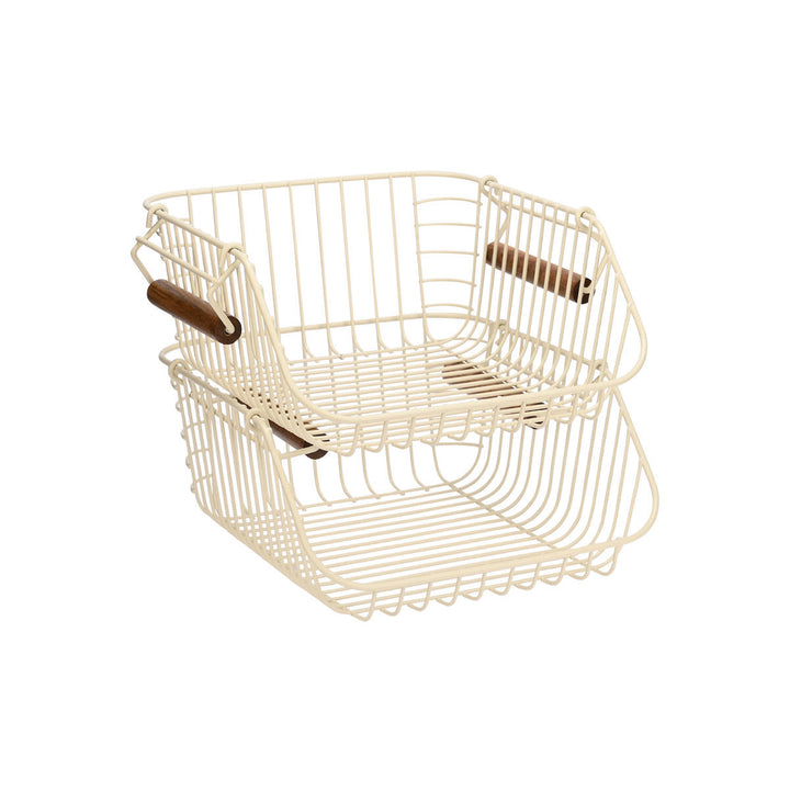 Καλάθι Οργάνωσης Στοιβαζόμενο Μεταλλικό Ivory Allure Estia