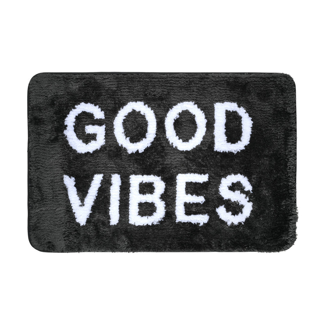 Πατάκι Μπάνιου Από Μικροϊνες Μαύρο 40x60cm Good Vibes Estia