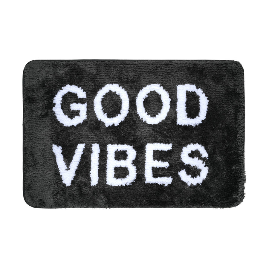 Πατάκι Μπάνιου Από Μικροϊνες Μαύρο 40x60cm Good Vibes Estia