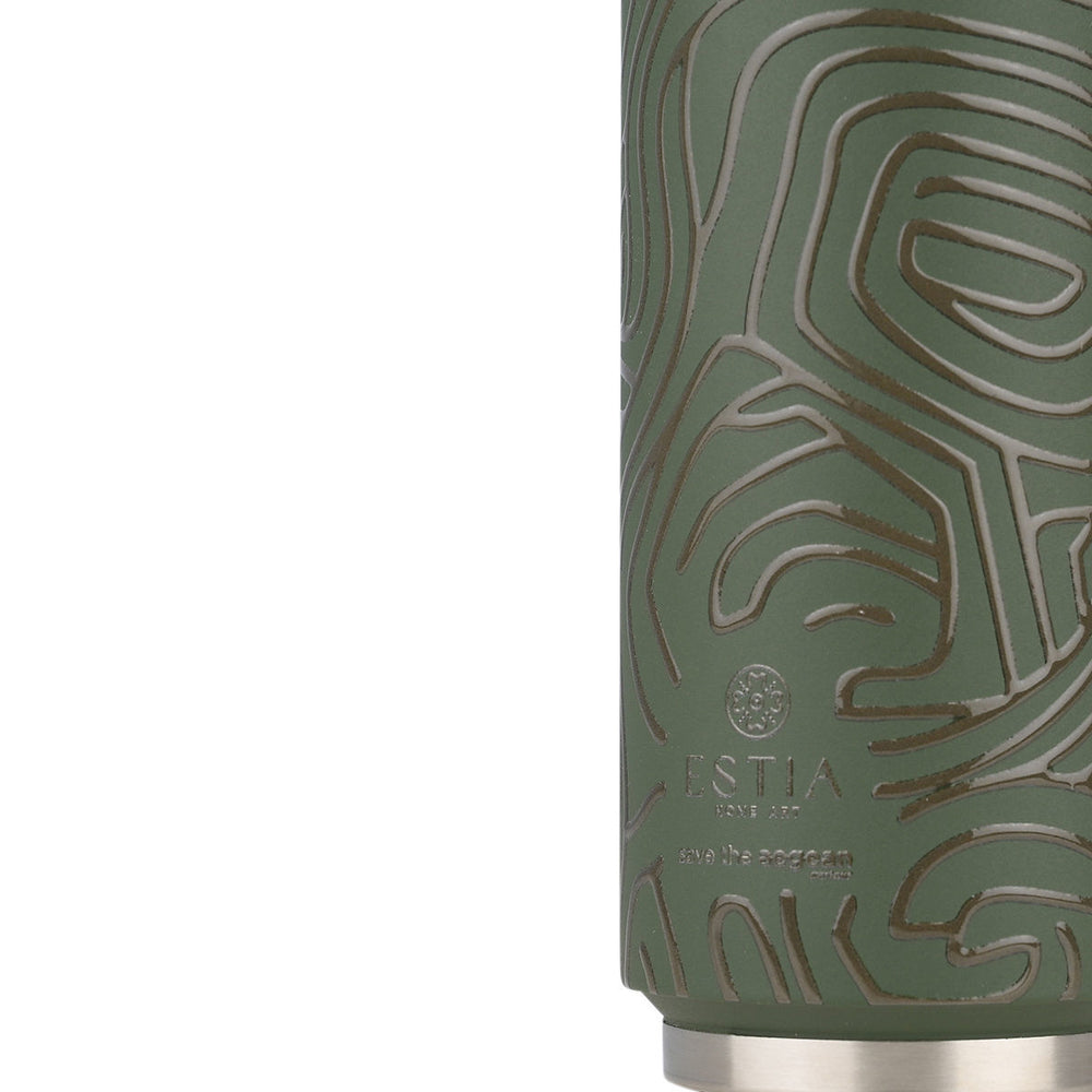 Estia Ποτήρι Θερμός Με Καλαμάκι Save The Aegean 500ml Λαδί Olive Flow
