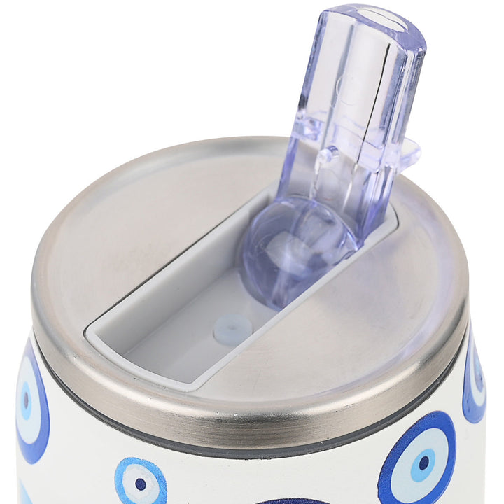 Estia Ποτήρι Θερμός Με Καλαμάκι Save The Aegean 500ml Μπλε-Λευκό Με Σχέδιο Μάτια Spirit of Luck Travel Cup