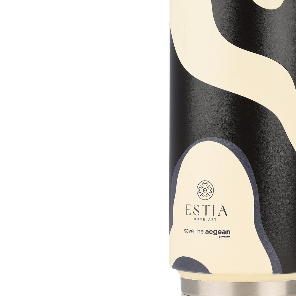 Estia Ποτήρι Θερμός Με Καλαμάκι Save The Aegean 500ml Εκρού-Μαύρο Bold Drift Travel Cup