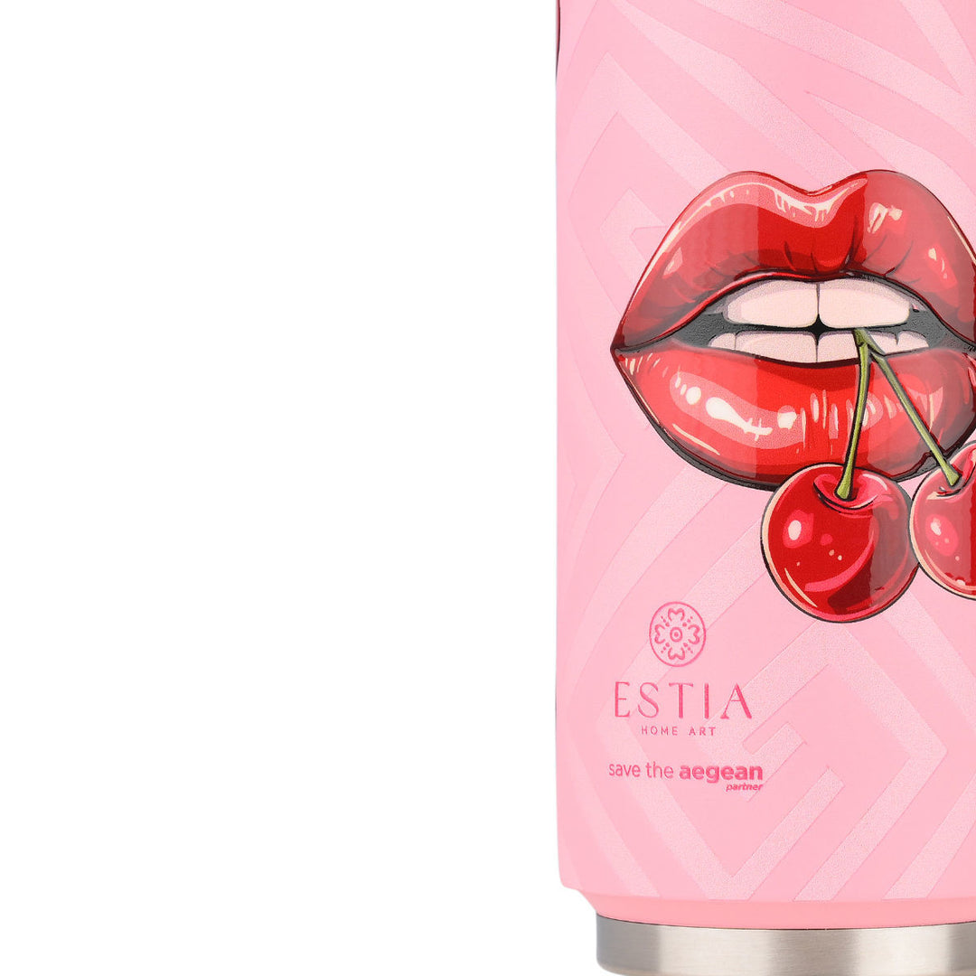 Estia Ποτήρι Θερμός Με Καλαμάκι Save The Aegean 500ml Ροζ Blush Pop