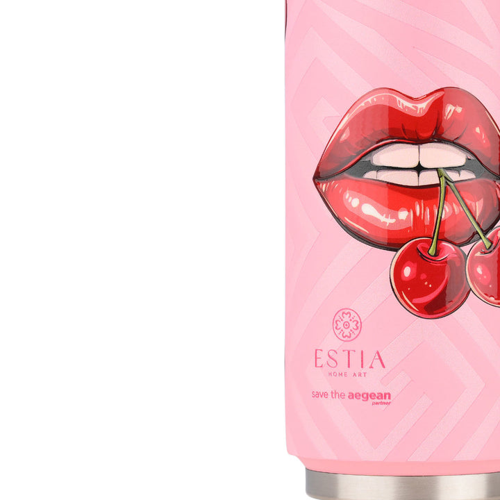 Estia Ποτήρι Θερμός Με Καλαμάκι Save The Aegean 500ml Ροζ Blush Pop