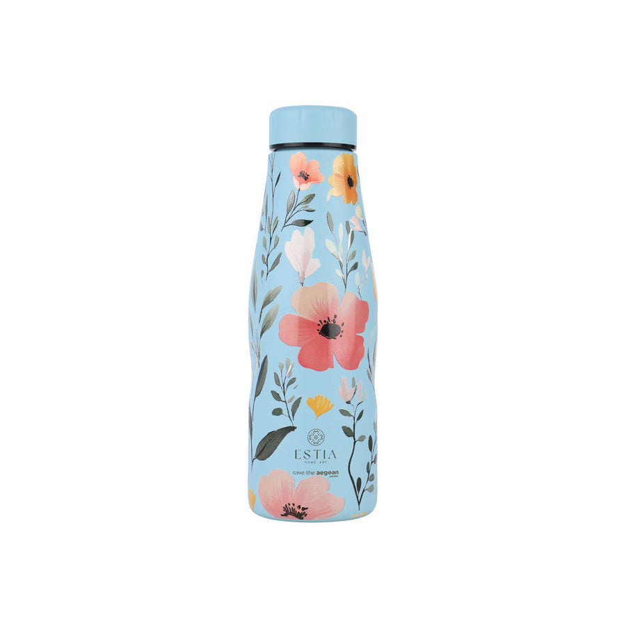 Estia Μπουκάλι Θερμός Save The Aegean 500ml Γαλάζιο Φλοράλ Sky Garden