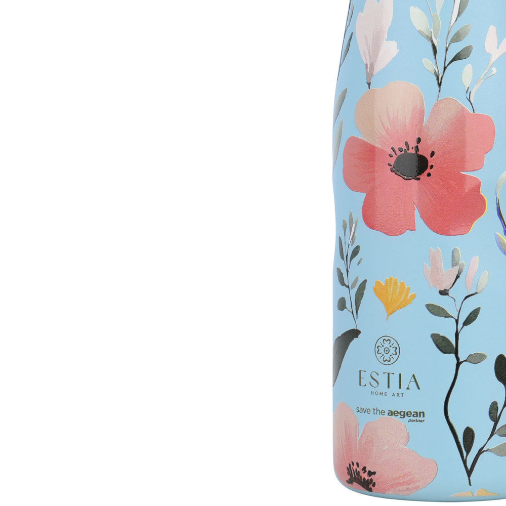 Estia Μπουκάλι Θερμός Save The Aegean 500ml Γαλάζιο Φλοράλ Sky Garden