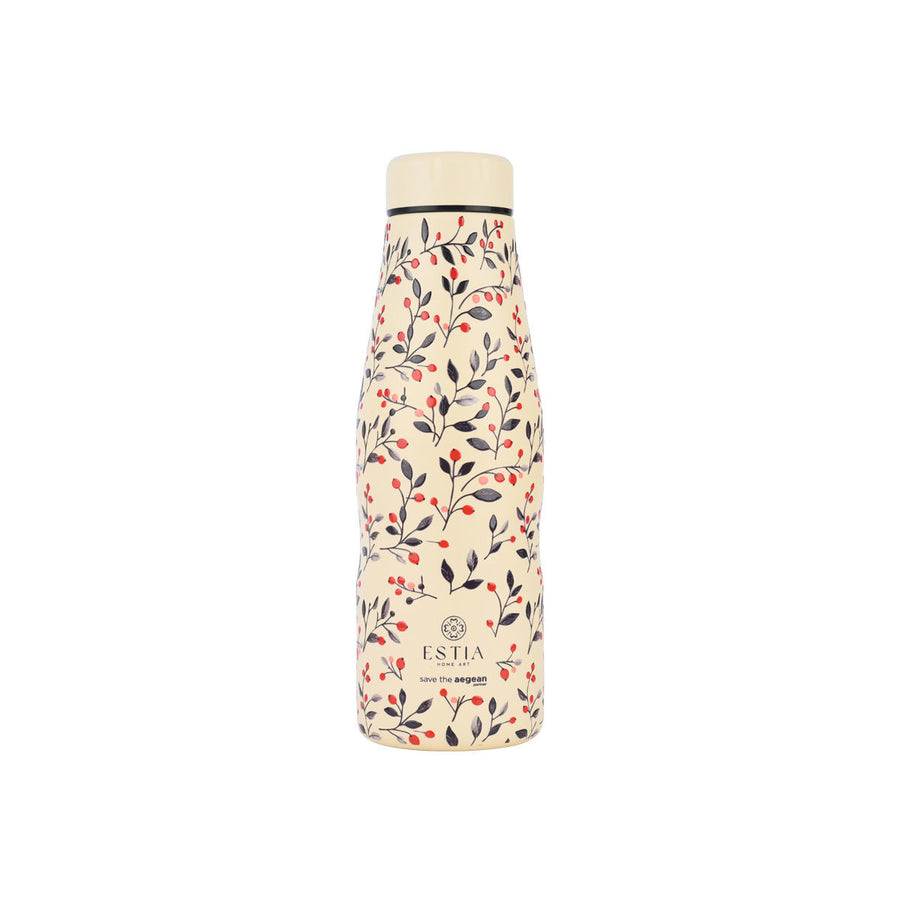 Estia Μπουκάλι Θερμός Save The Aegean 500ml Μπεζ Φλοράλ Bloom Beige
