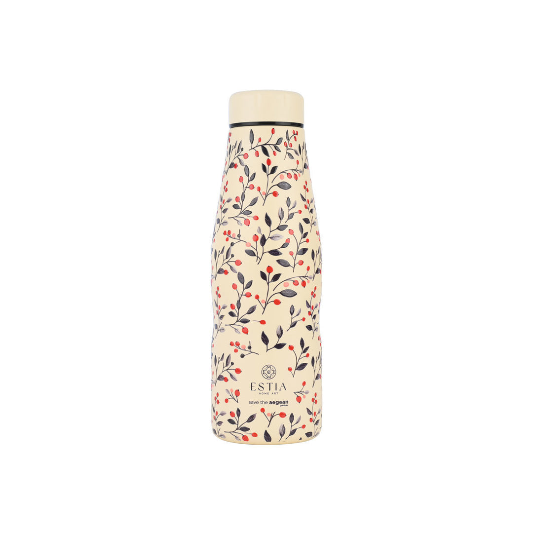 Estia Μπουκάλι Θερμός Save The Aegean 500ml Μπεζ Φλοράλ Bloom Beige