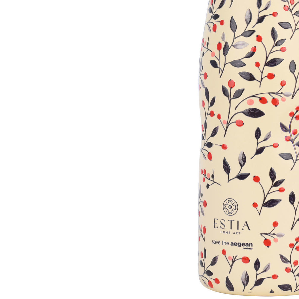 Estia Μπουκάλι Θερμός Save The Aegean 500ml Μπεζ Φλοράλ Bloom Beige