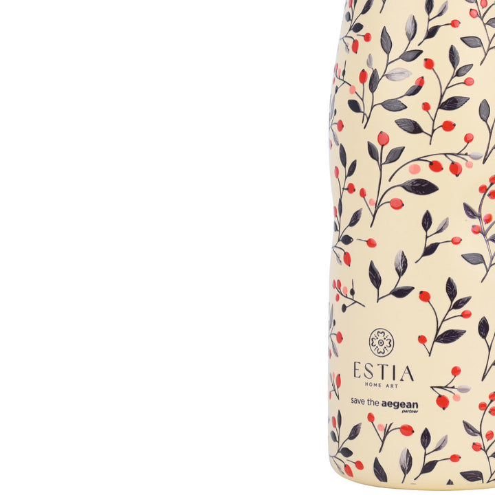 Estia Μπουκάλι Θερμός Save The Aegean 500ml Μπεζ Φλοράλ Bloom Beige
