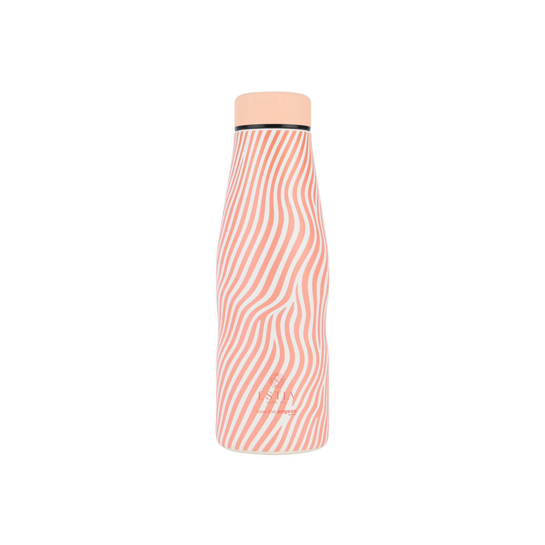 Estia Μπουκάλι Θερμός Save The Aegean 500ml Εκρού-Ροζ Ριγέ Soft Ripples
