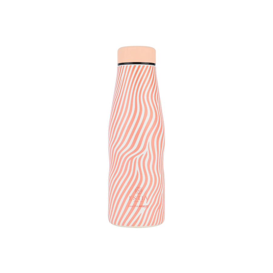 Estia Μπουκάλι Θερμός Save The Aegean 500ml Εκρού-Ροζ Ριγέ Soft Ripples