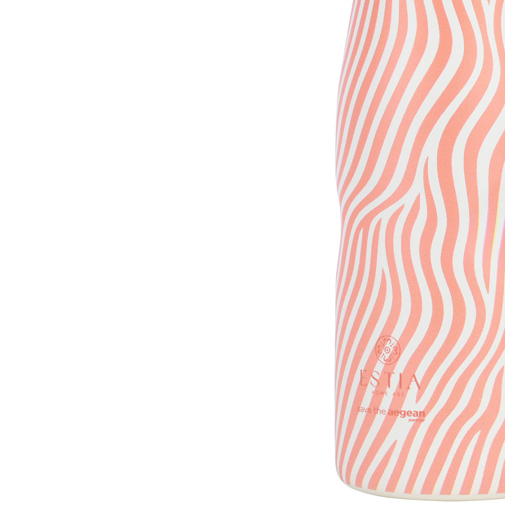 Estia Μπουκάλι Θερμός Save The Aegean 500ml Εκρού-Ροζ Ριγέ Soft Ripples