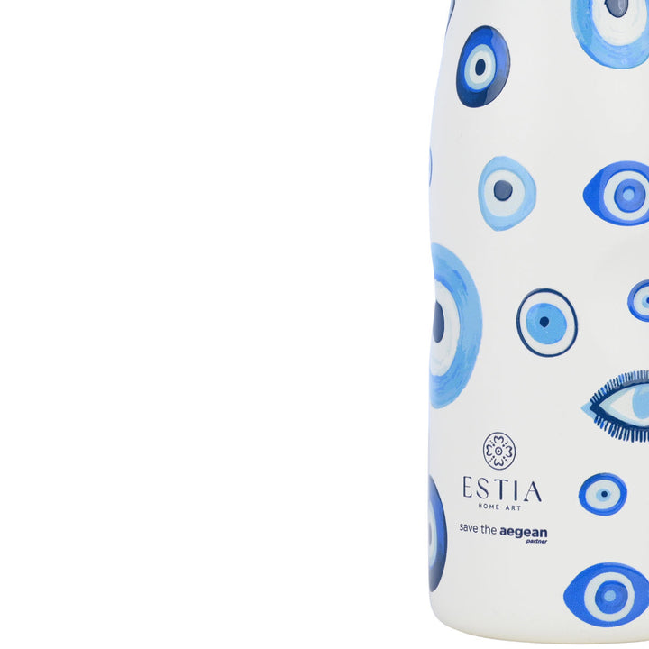 Estia Μπουκάλι Θερμός Save The Aegean 500ml Λευκό-Μπλε Spirit Of Luck