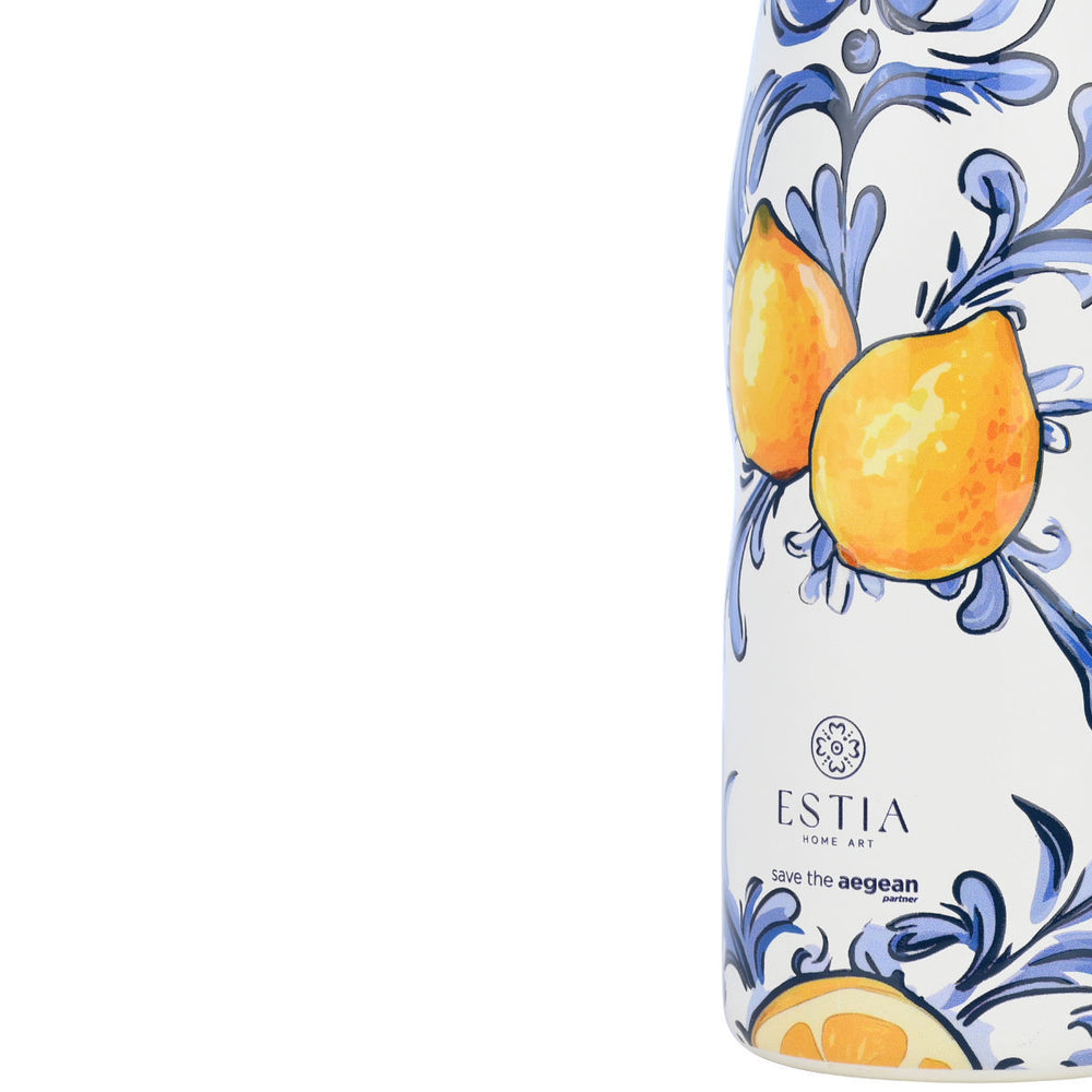 Estia Μπουκάλι Θερμός Save The Aegean 500ml Μπλε-Κίτρινο Amalfi Coast