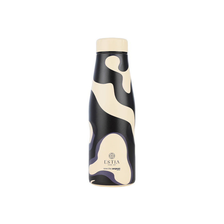 Estia Μπουκάλι Θερμός Save The Aegean 500ml Εκρού Μαύρο Bold Drift Travel Flask