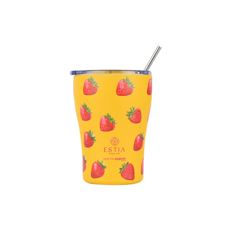 Estia Ποτήρι Θερμός Save The Aegean 350ml Πορτοκαλί Με Φράουλες Berry Bright