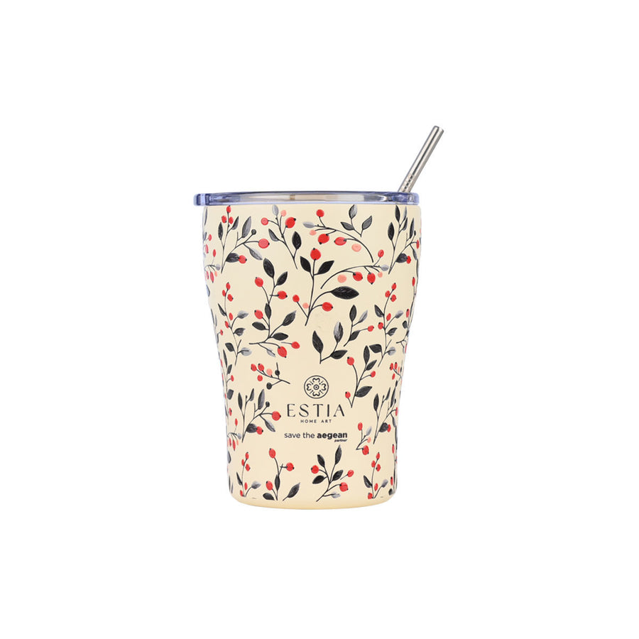 Estia Ποτήρι Θερμός Save The Aegean 350ml Μπεζ Φλοράλ Bloom Beige