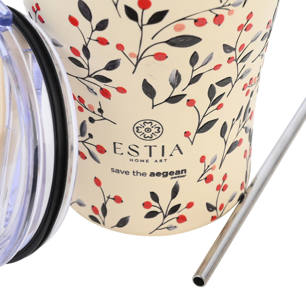 Estia Ποτήρι Θερμός Save The Aegean 350ml Μπεζ Φλοράλ Bloom Beige