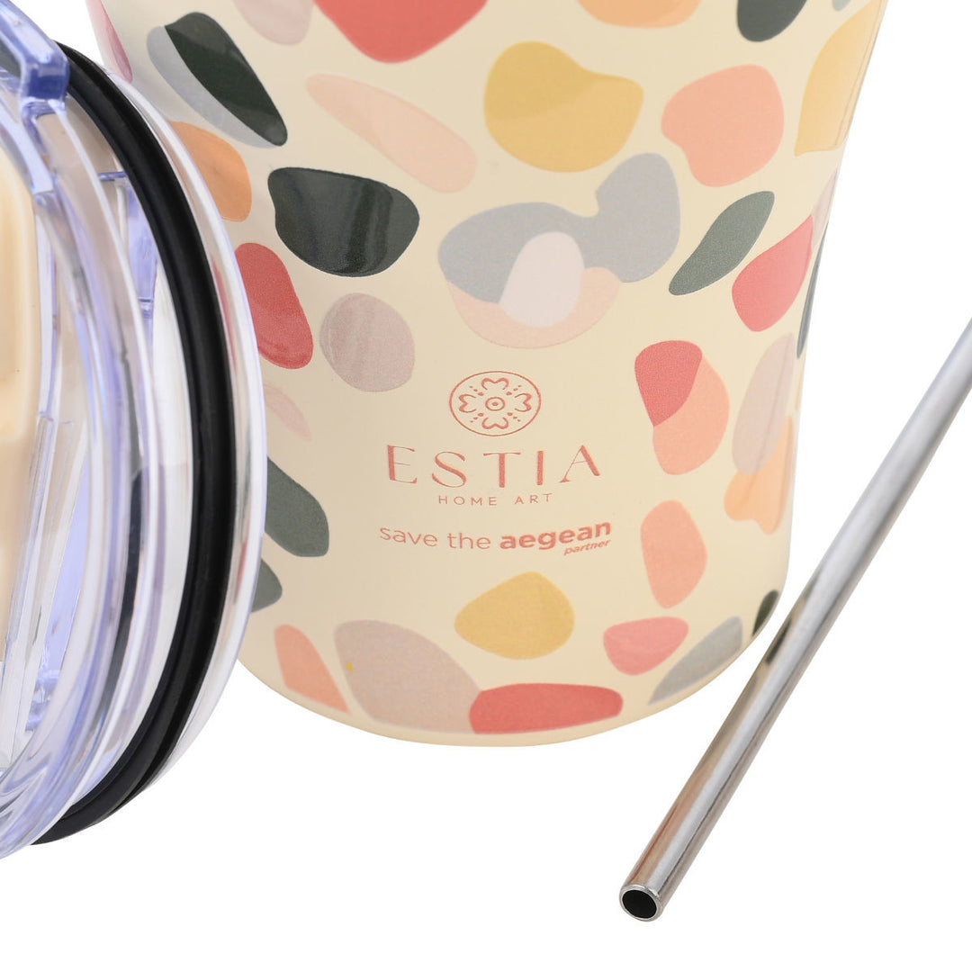 Estia Ποτήρι Θερμός Save The Aegean 350ml Χρωματιστό Πουά Hue Pebbles