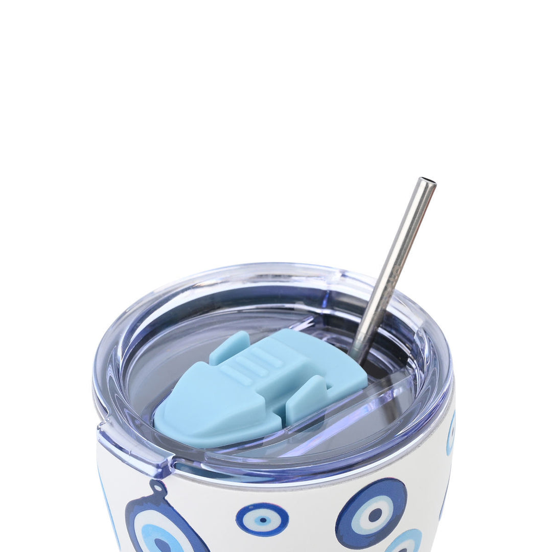 Ποτήρι καφέ Spirit of Luck Estia με καπάκι ασφαλείας και καλαμάκι ανοξείδωτο