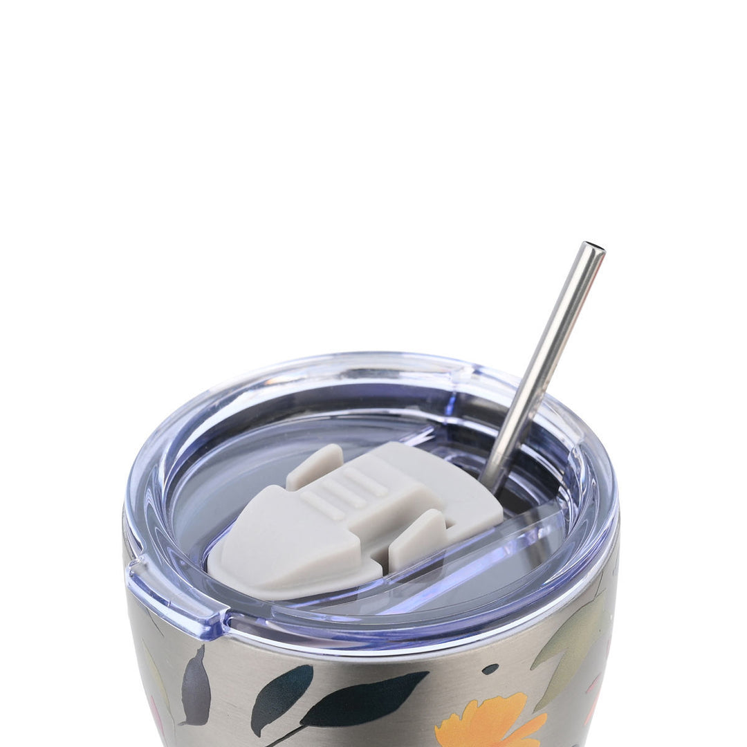 Estia Ποτήρι Θερμός  Save The Aegean 350ml Μεταλλικό Φλοράλ Silver Botanic Coffee Mug