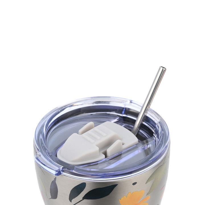 Estia Ποτήρι Θερμός  Save The Aegean 350ml Μεταλλικό Φλοράλ Silver Botanic Coffee Mug