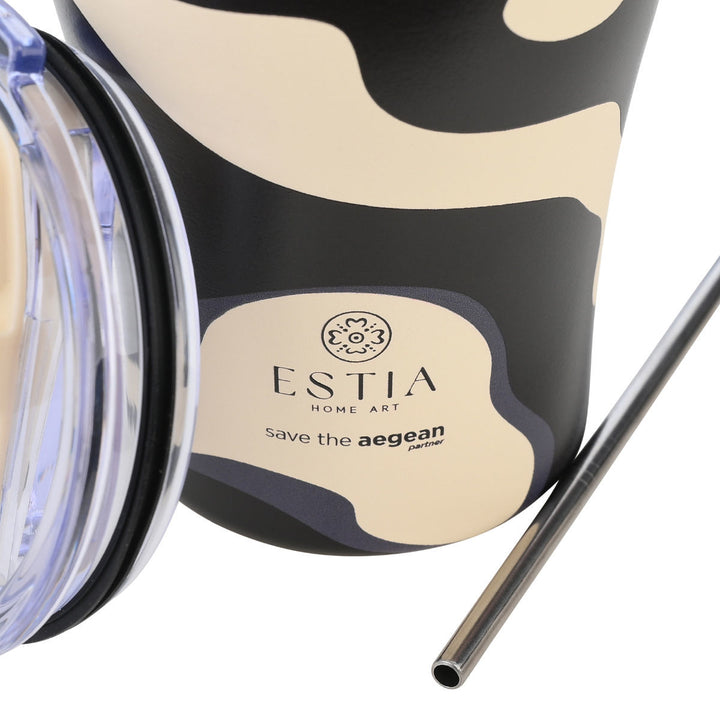 Estia Ποτήρι Θερμός Save The Aegean 350ml Άσπρο-Μαύρο Bold Drift