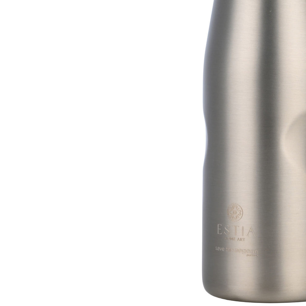 Estia Μπουκάλι Θερμός Save The Aegean 500ml Ασημί Inox Steel Flow Travel Flask