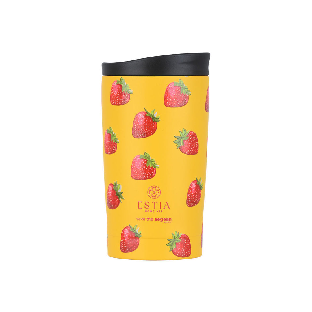 Estia Ποτήρι Θερμός  Save The Aegean 350ml Πορτοκαλί Με Φράουλες Berry Bright Travel Mug