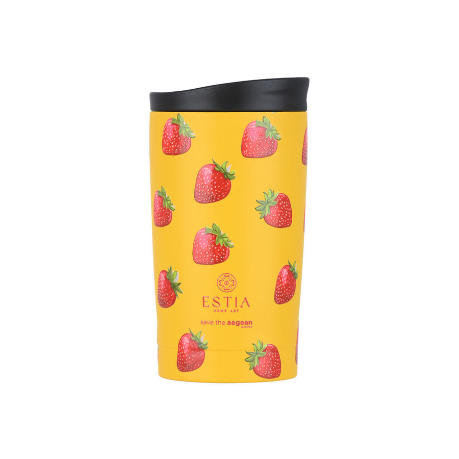 Estia Ποτήρι Θερμός  Save The Aegean 350ml Πορτοκαλί Με Φράουλες Berry Bright Travel Mug