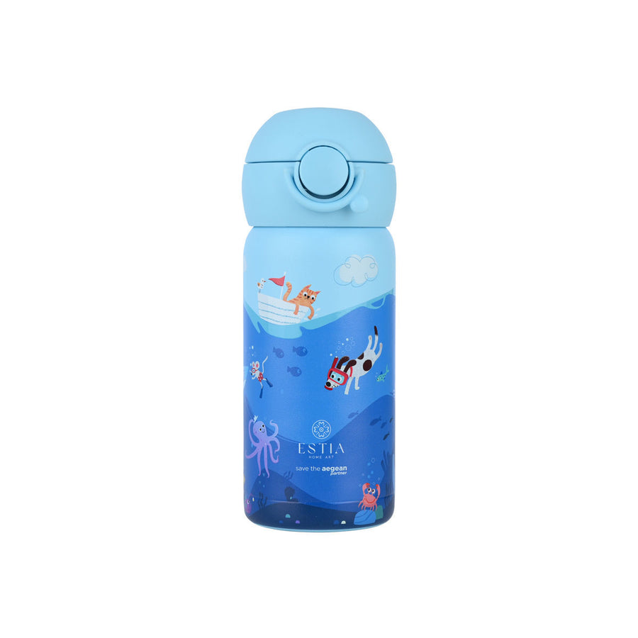 Estia Θερμός Παιδικό Με Καλαμάκι 350ml Μπλε Ocean Play