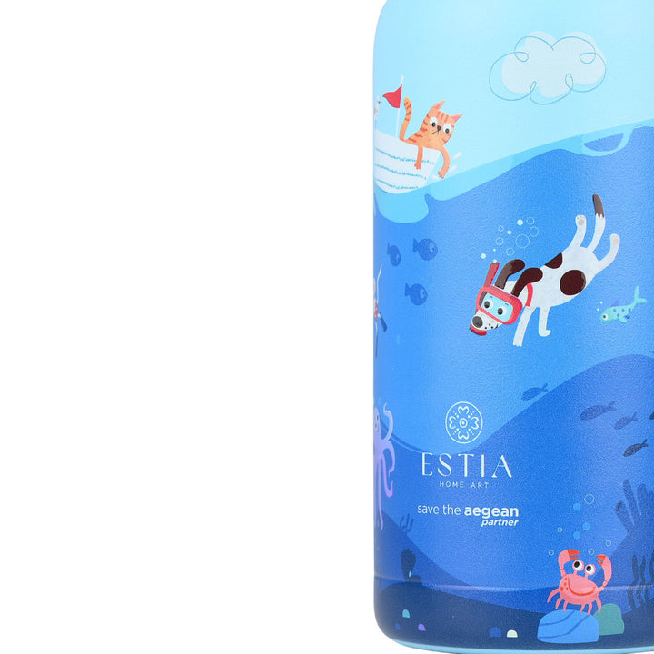Estia Θερμός Παιδικό Με Καλαμάκι 350ml Μπλε Ocean Play