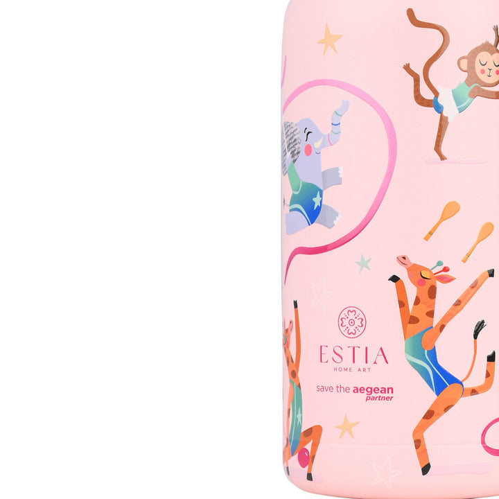 Estia Θερμός Παιδικό Με Καλαμάκι 350ml Ροζ Wild Stunts