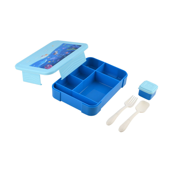 Τάπερ Estia Παιδικό Με 5 Θήκες Κουτάλι Και Πιρούνι 1330ml Μπλε Ocean Play