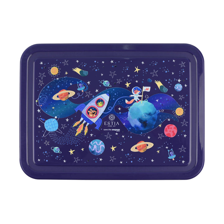 Τάπερ Estia Παιδικό Με 5 Θήκες Κουτάλι Και Πιρούνι 1330ml Μπλε Solar Jump