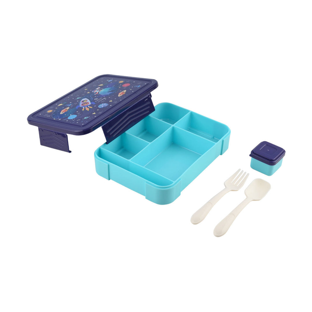 Τάπερ Estia Παιδικό Με 5 Θήκες Κουτάλι Και Πιρούνι 1330ml Μπλε Solar Jump